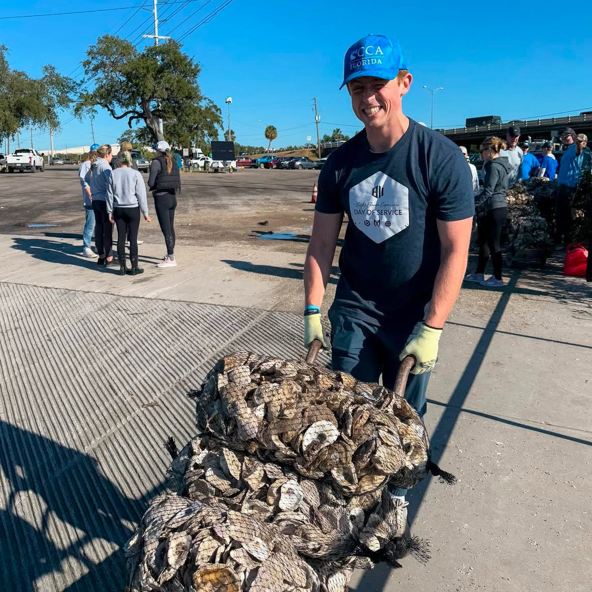 (2023): Members of the Eight Eleven Tampa Office use their Be Giving hours to build oyster beds with the Costal Conservation Association.